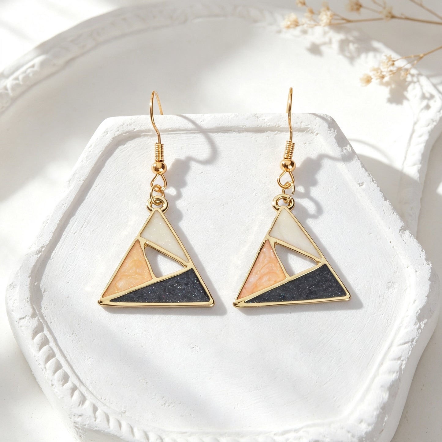 Boho Enamel Triangle Drop Earrings Geometric Color Block Design Daily Officework Vacation Jewelry