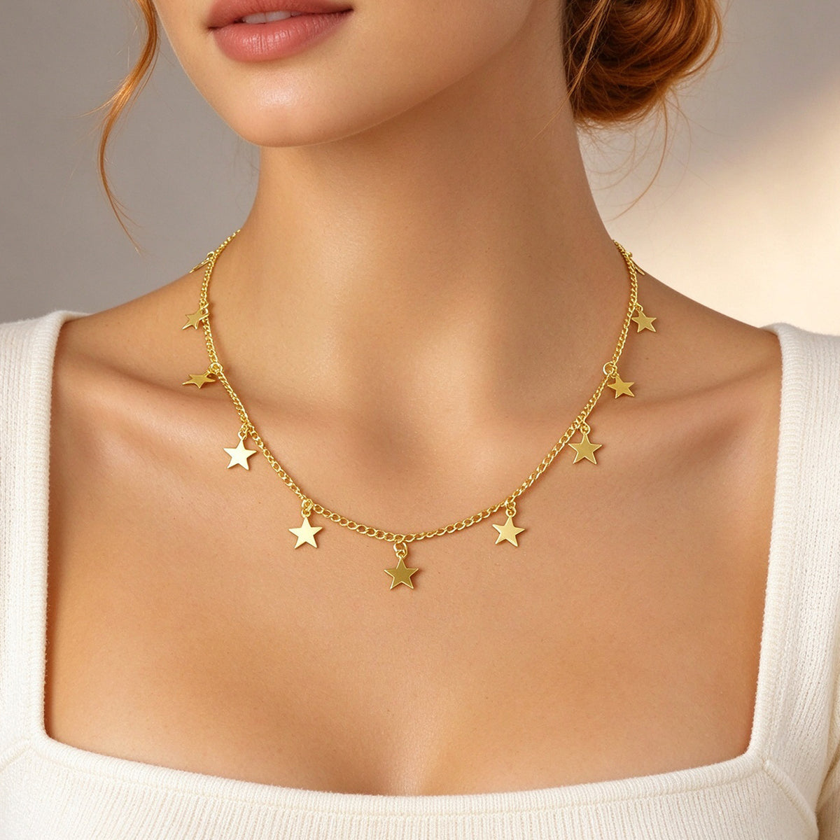 Elegant Multi Small Star Charm Collar Necklace Dainty Simple Daily Party Jewelry
