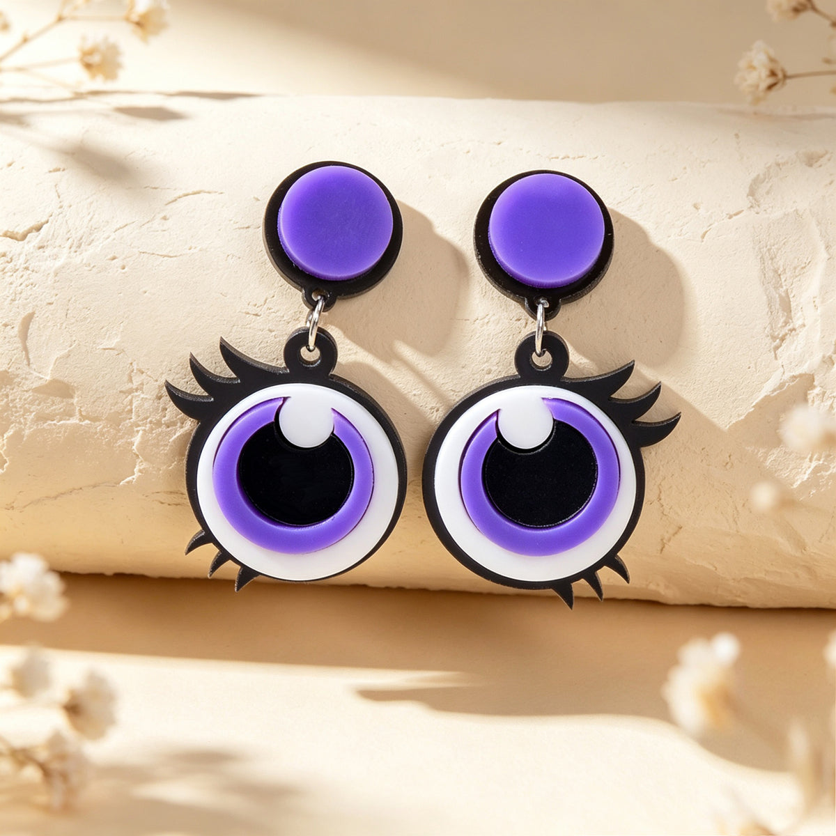 Fun Cartoon Purple Big Eye Acrylic Dangle Earrings Y2K Halloween Party Jewellery