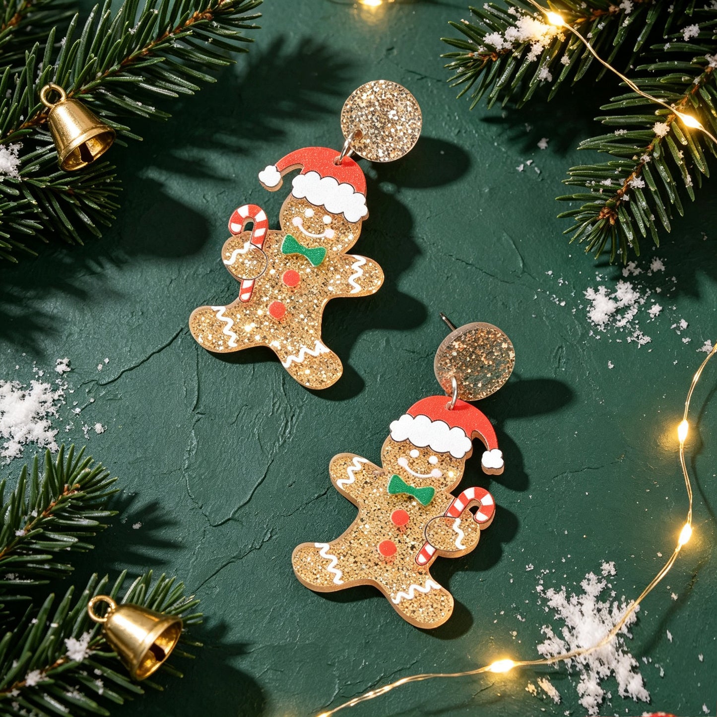 Cute Christmas Gingerbread Man Dangle Earrings Festive Holiday Fun Xmas Jewelry