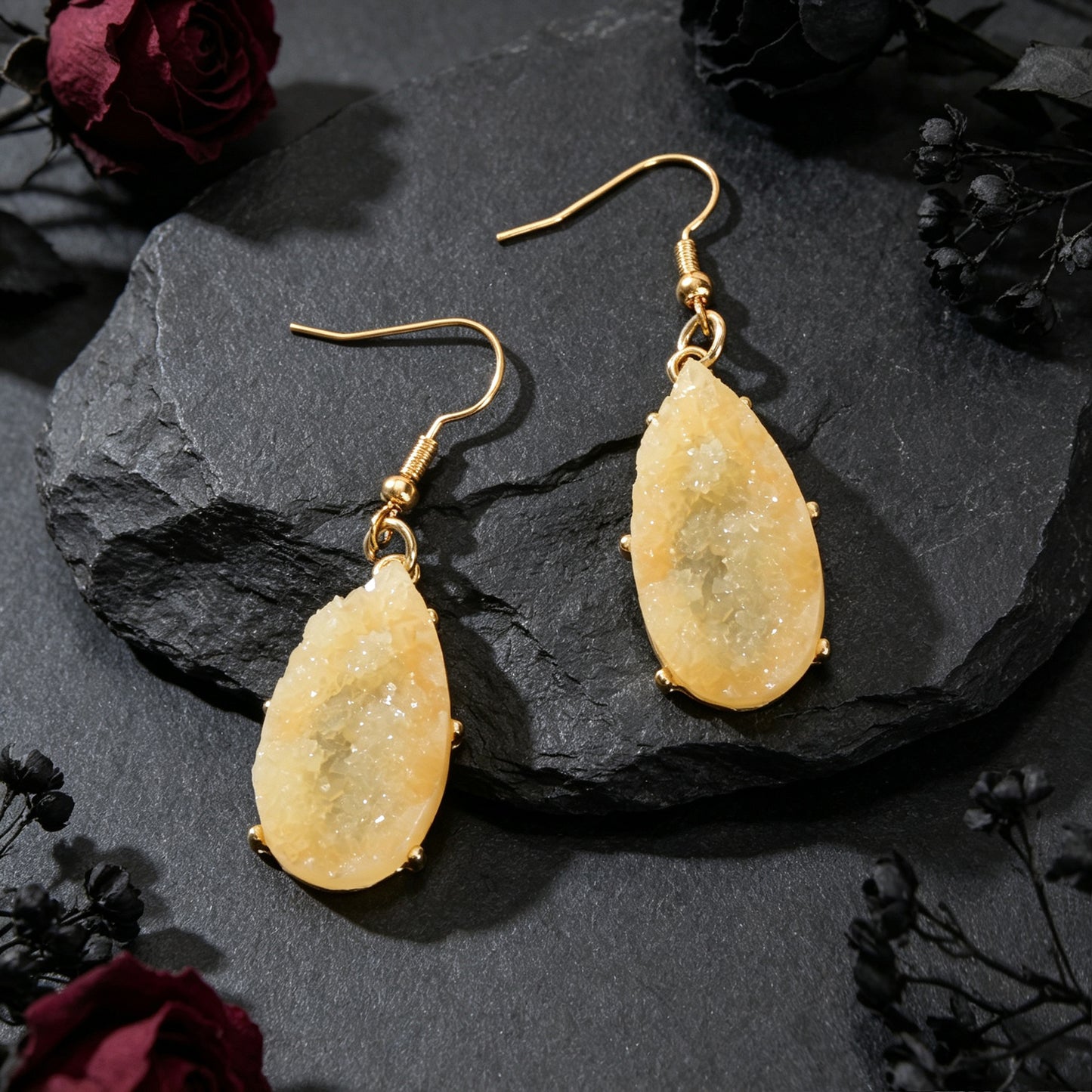Retro Resin Water Drop Earrings Elegant Party Beach Vacation Jewelry Accessories