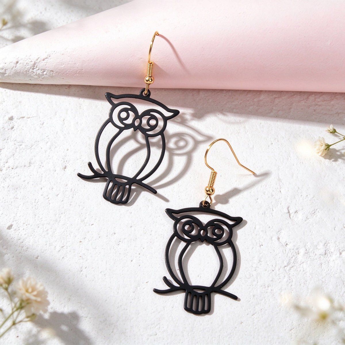 Halloween Black Cutout Owl Branch Drop Earrings creative Animal Party Jewellery