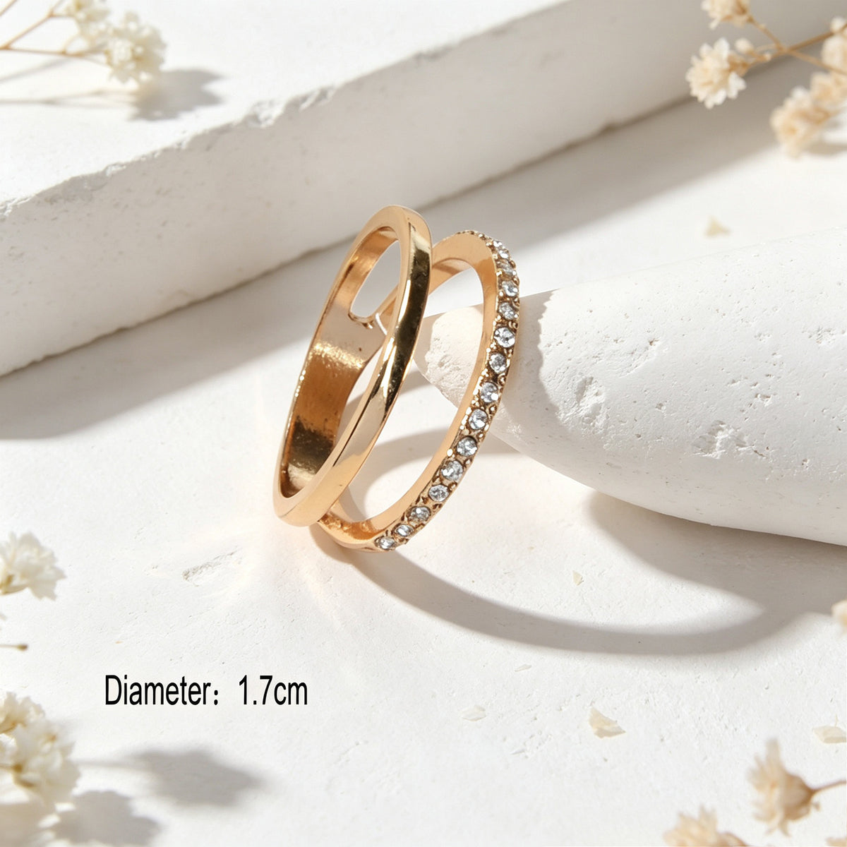 Shiny Rhinestone Gold Layered Finger Rings Daily Office Festival Jewellery Gift