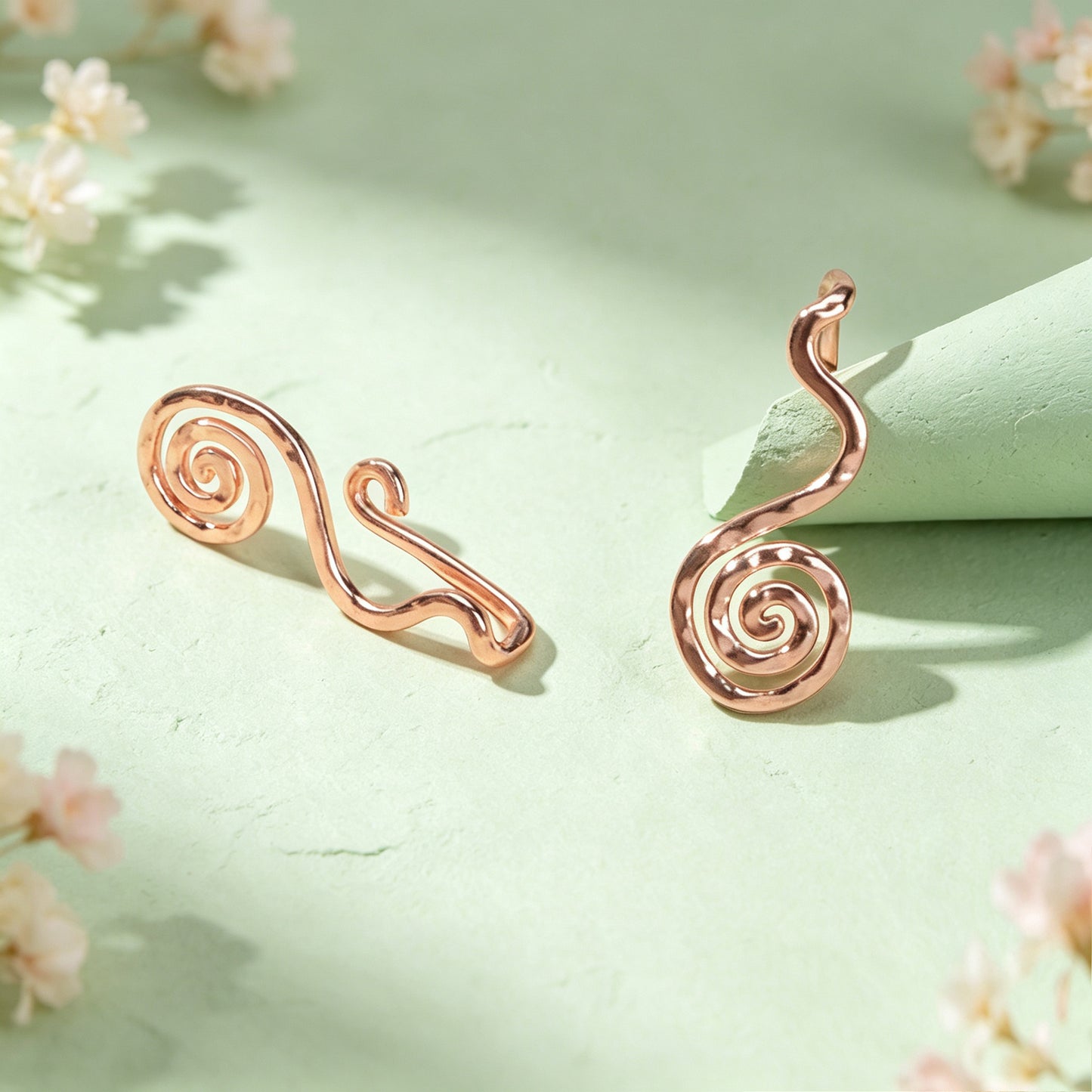 2pcs Delicate Rose Gold No Piercing Geometric Ear Cuffs Elegant Daily Jewellery