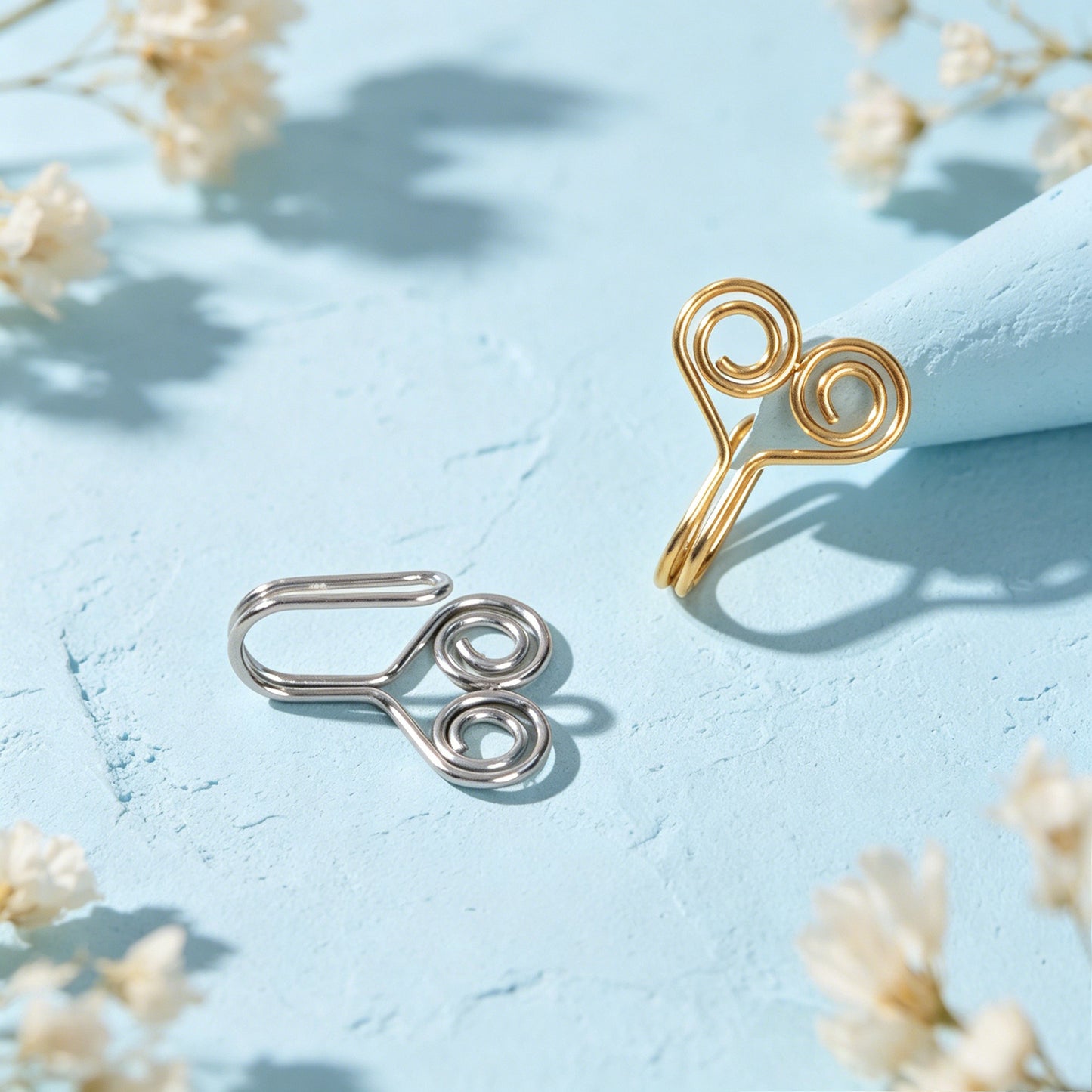 Minimalist Gold Silver Double Spiral Wire Ear Cuffs No Piercing Clip On Ear Clip