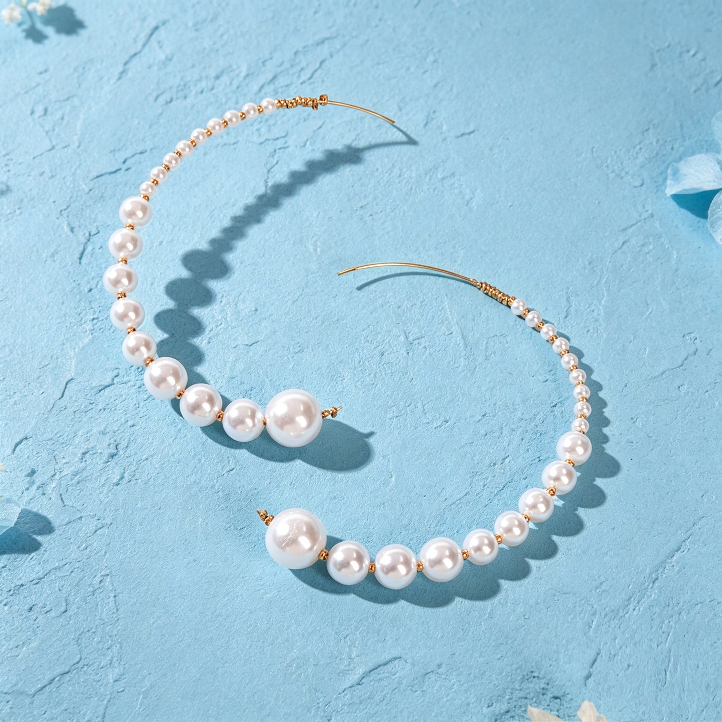 Big C Shape Imitation Pearl Hoop Stud Earrings Elegant Wedding Vacation Party Jewelry
