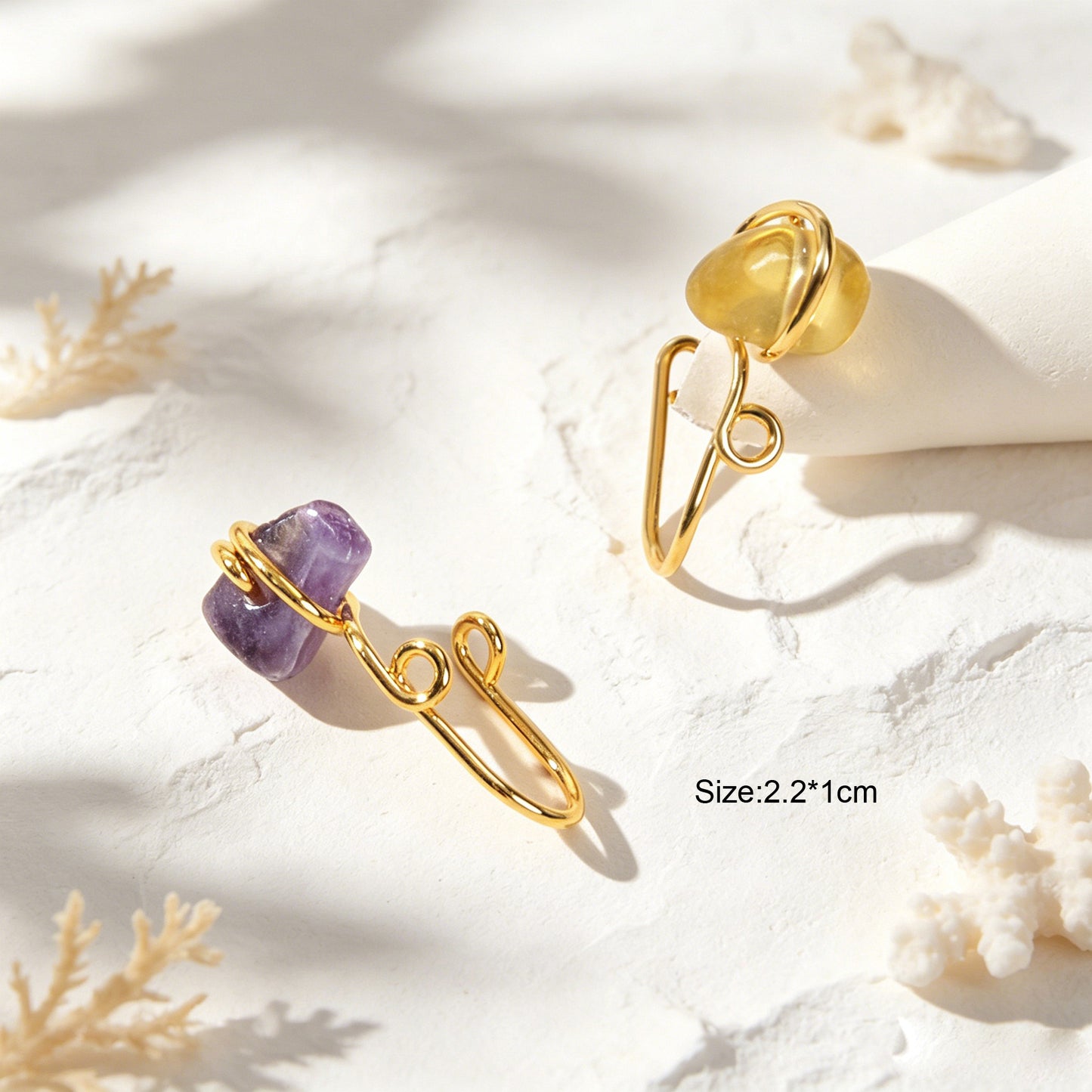 2pcs Boho Imitation Crystal Stone Ear Cuff Earring Summer Beach Vacation Jewelry