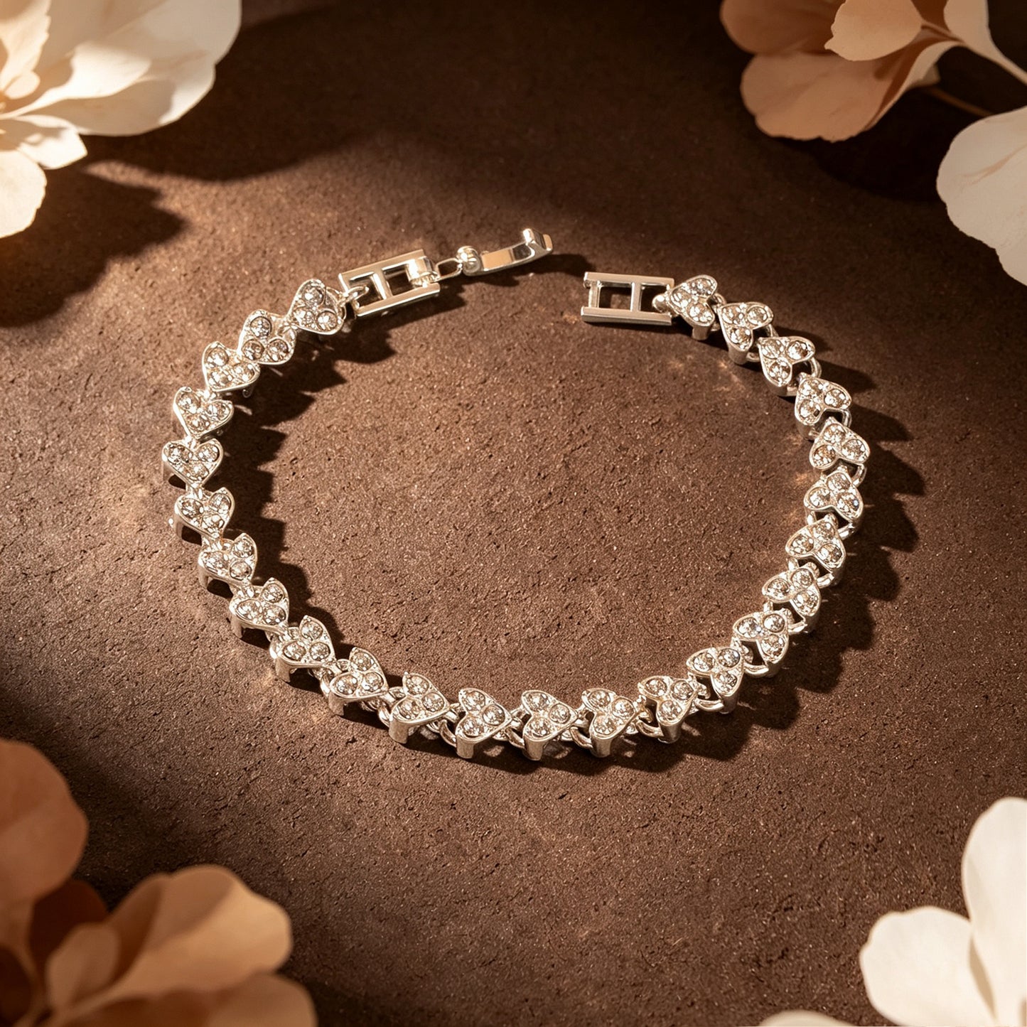 Sparkling Rhinestone Heart Tennis Bracelet Bridal Prom Anniversary Gift Jewelry