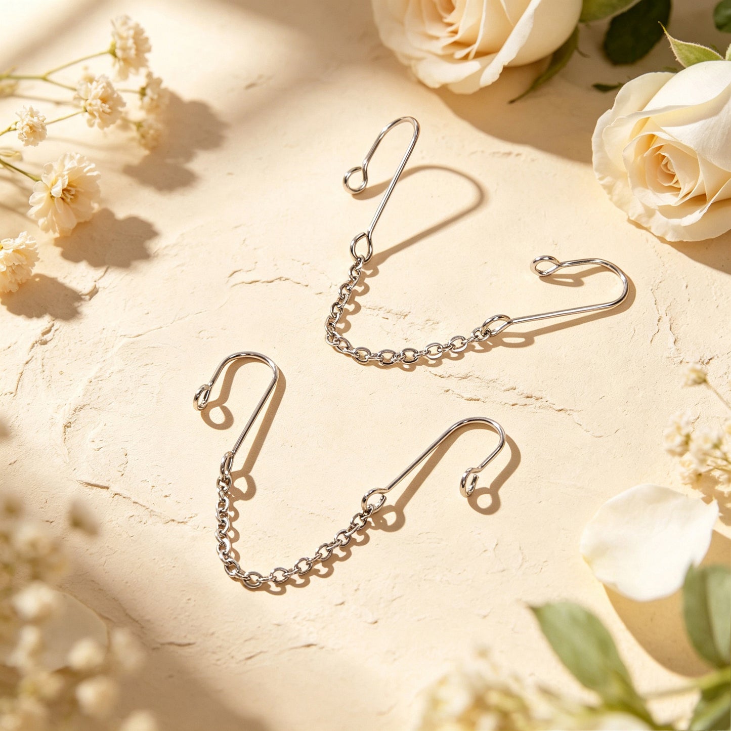 Dainty Linked Chain Ear Cuff No Piercing Silver Gold Cartilage Ear Clip Earrings
