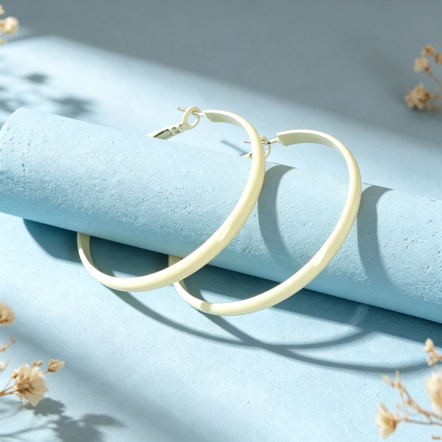 Minimalist Beige Big Round Hoop Earrings Daily Party Beach Vacation Statement Jewelry