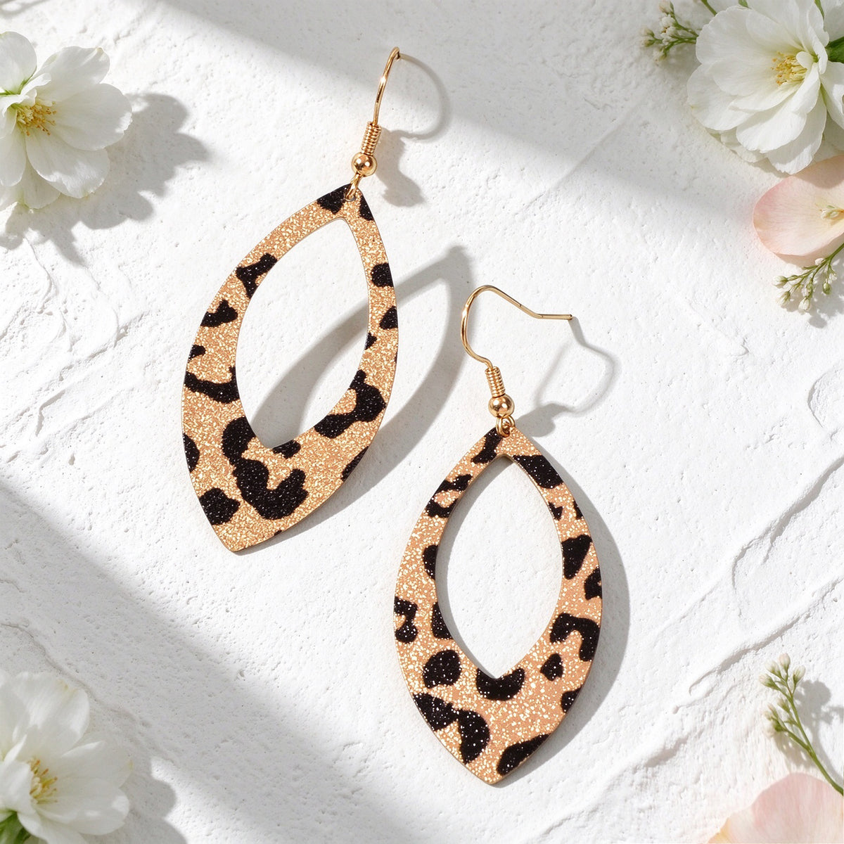 Vintage Leopard Print Hollow Teardrop Drop Earrings Daily Officework Jewellery