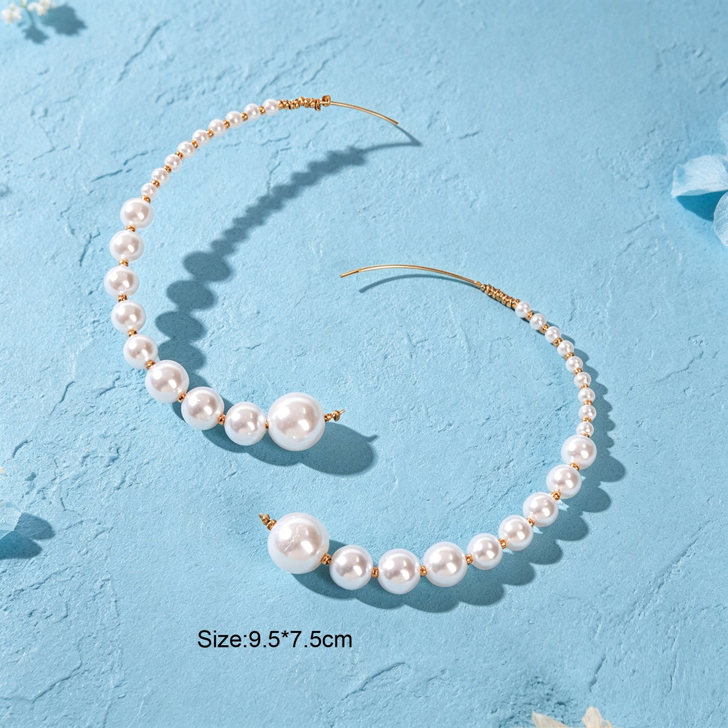 Big C Shape Imitation Pearl Hoop Stud Earrings Elegant Wedding Vacation Party Jewelry