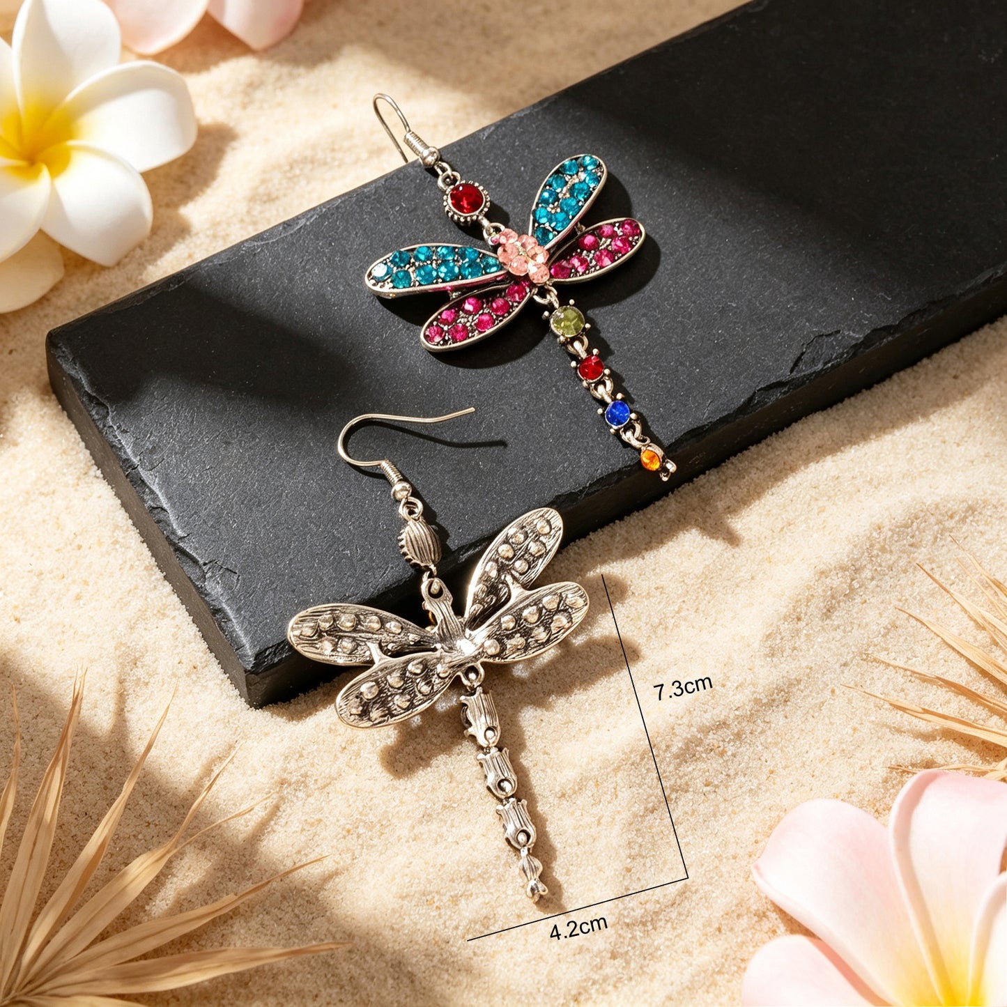 Luxury Jewellery Colorful Rhinestone Dragonfly Long Pendant Dangle Gift Earrings