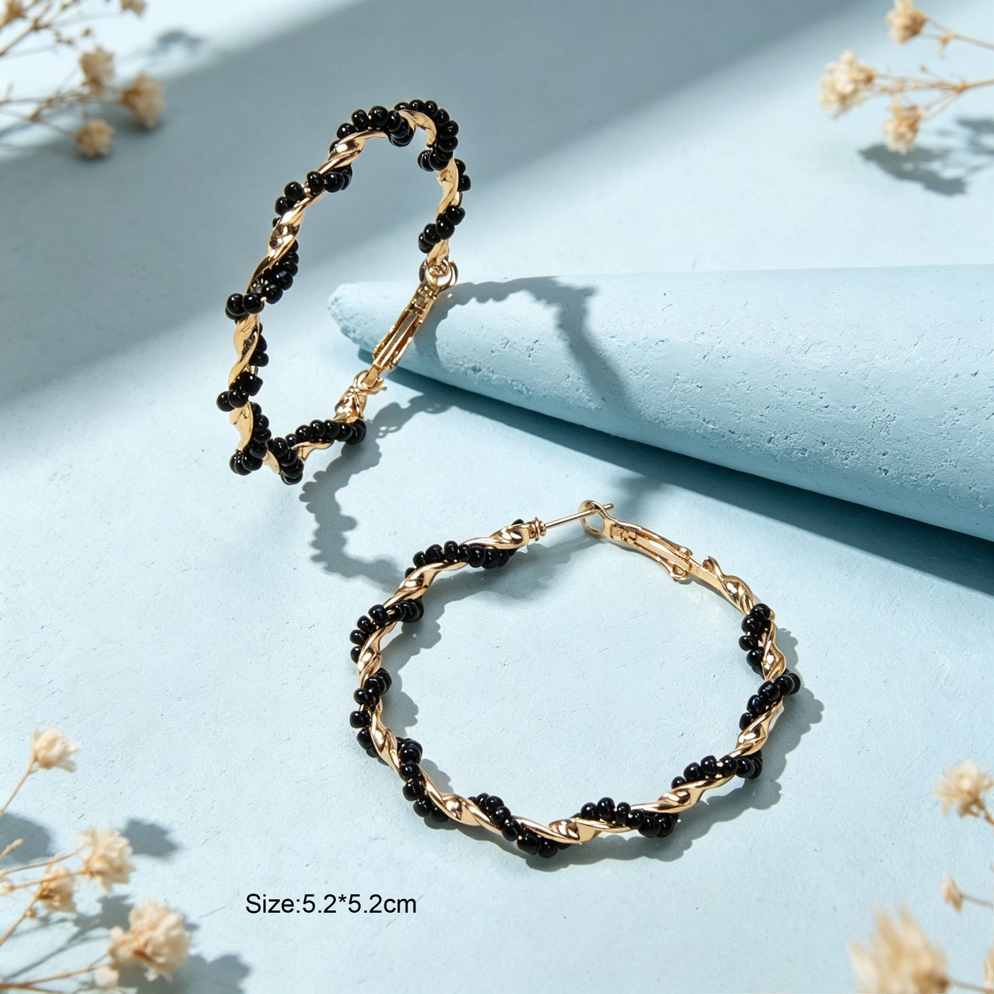 Bohemian Beaded Large Twist Circle Hoop Earrings Summer Beach Holiday Statement  Jewelry