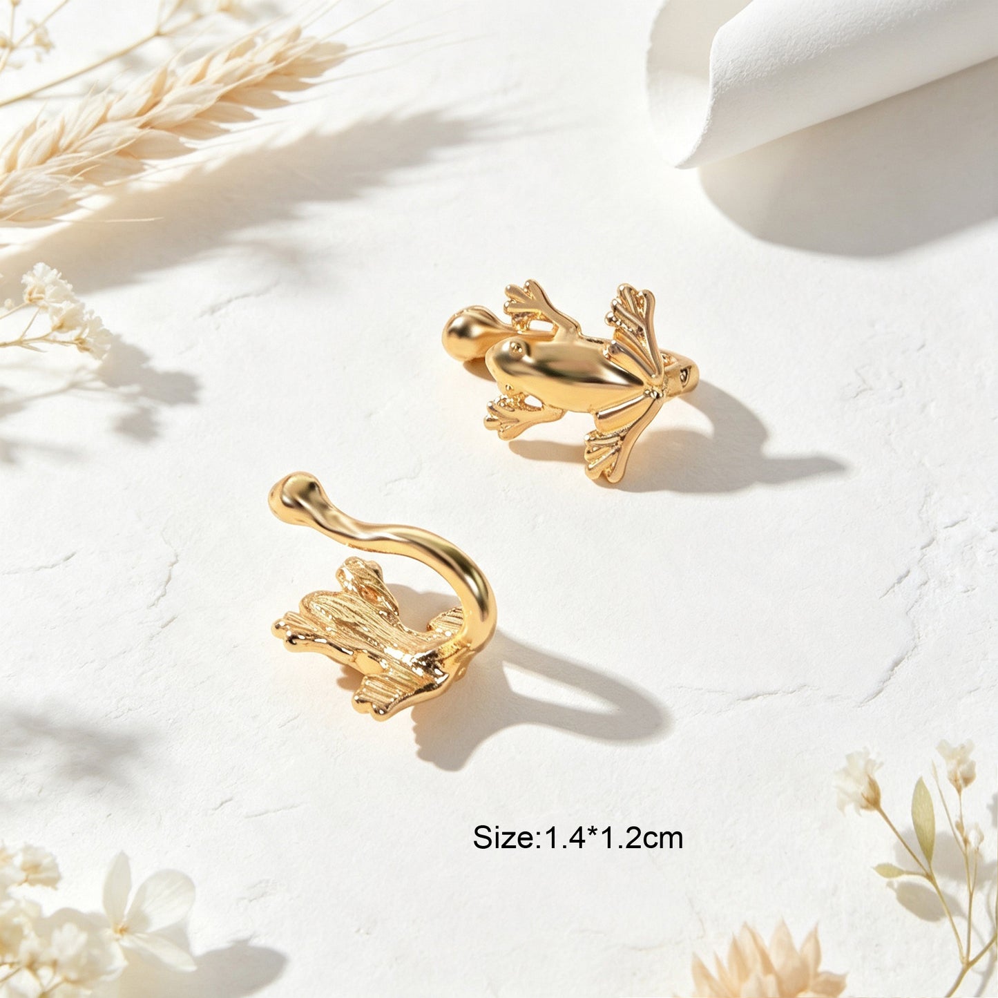 2pcs Gold Tiny Flower Ear Cuffs Non-Pierced Cartilage Ear Clips Dainty Jewellery