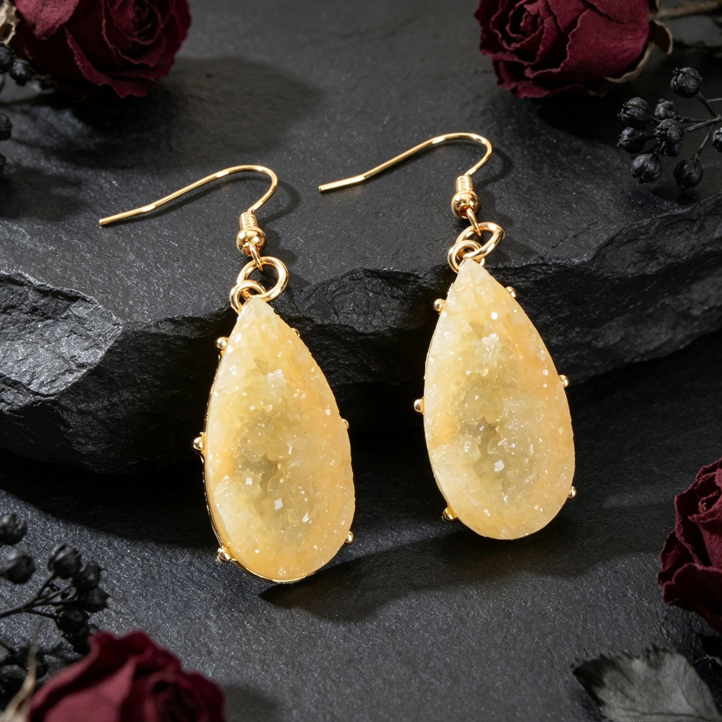 Retro Resin Water Drop Earrings Elegant Party Beach Vacation Jewelry Accessories
