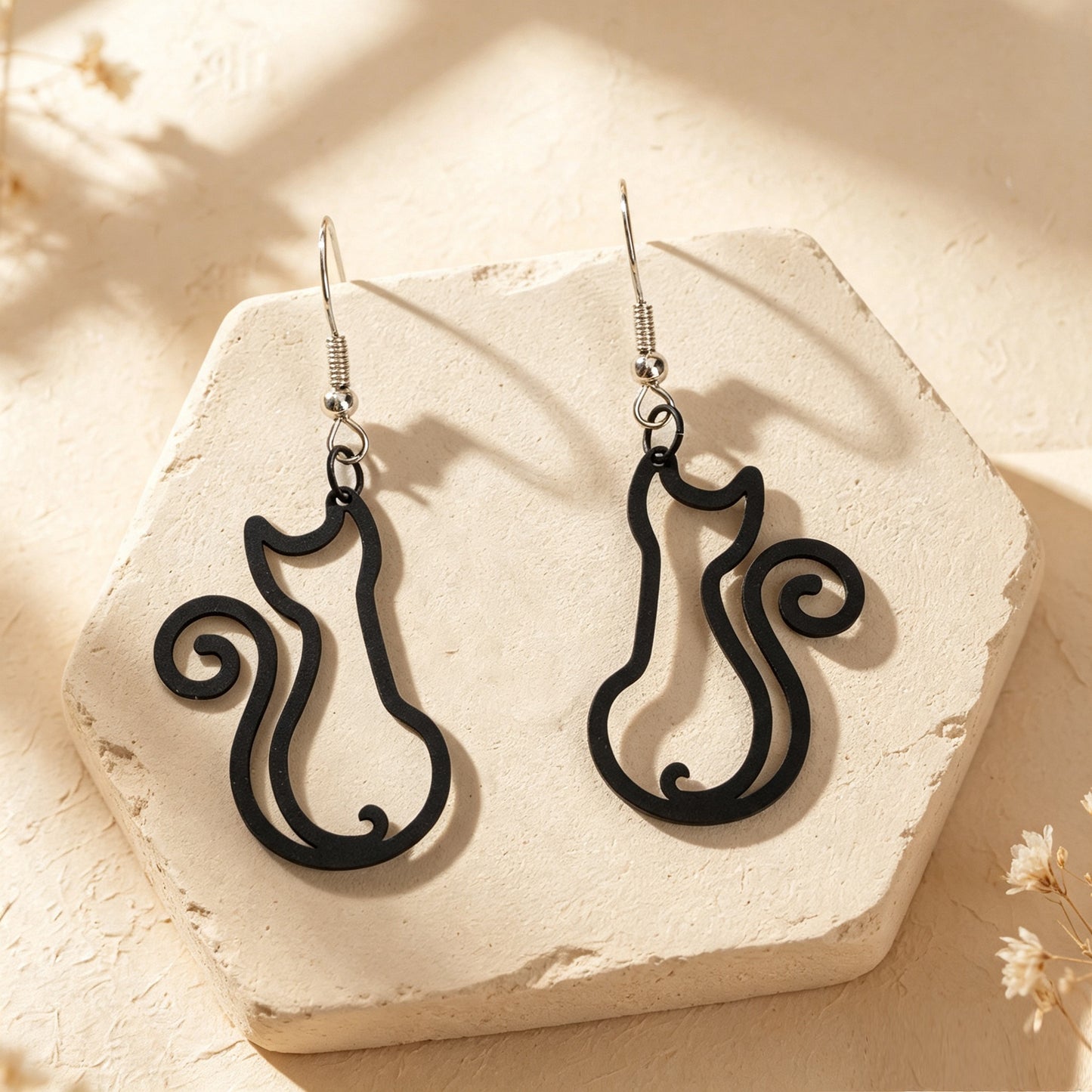Hollow Cat Dangle Earrings Cute Animal Theme Accessory Minimalist Daily Party Jewelry Gift