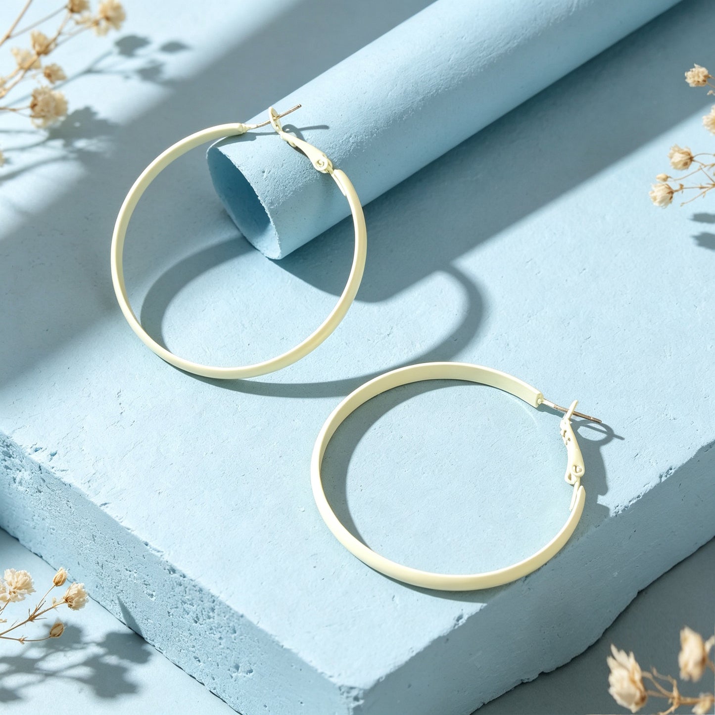 Minimalist Beige Big Round Hoop Earrings Daily Party Beach Vacation Statement Jewelry