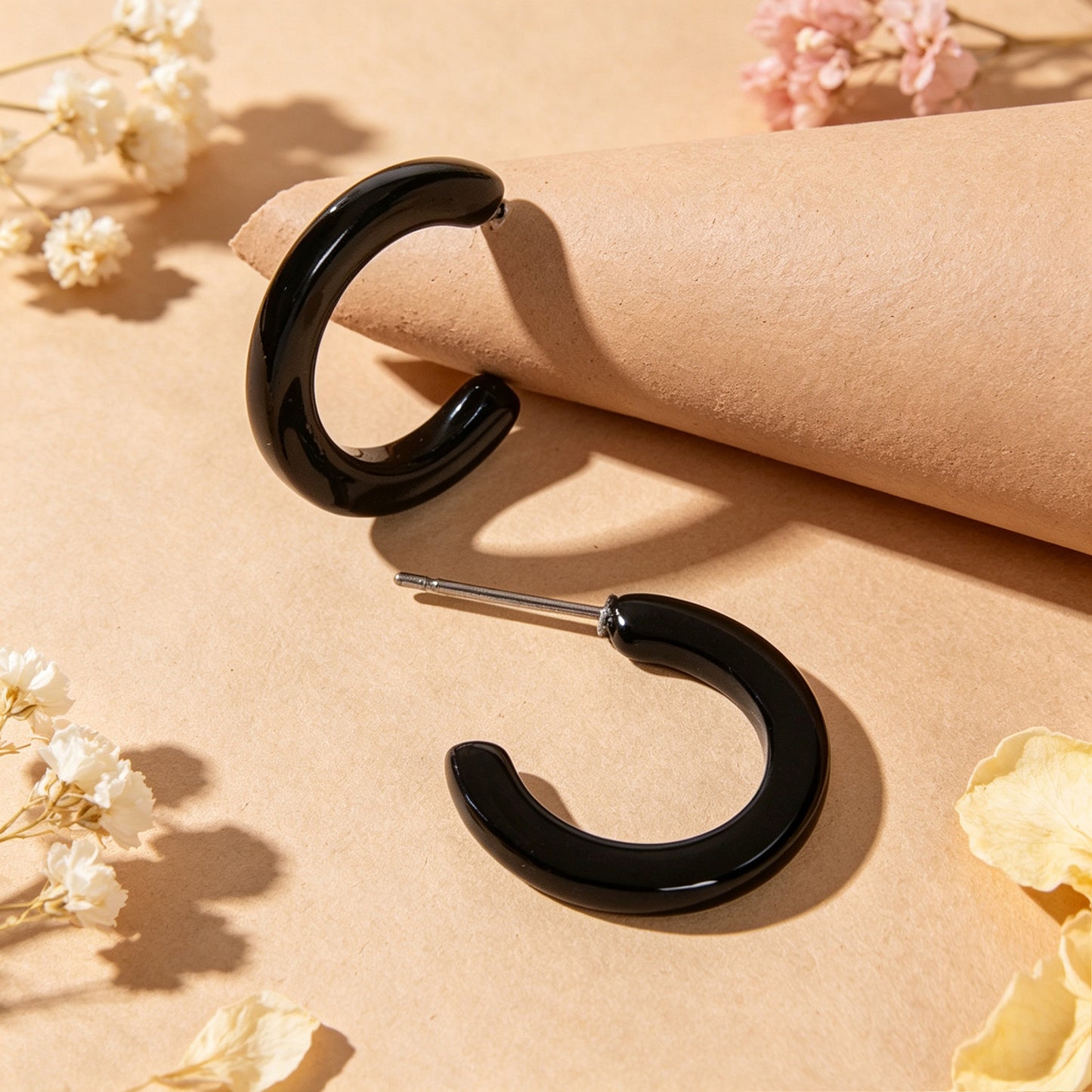 Acrylic C Shape Hoop Stud Earrings Daily Beach Vacation Jewelry Available in multiple colors