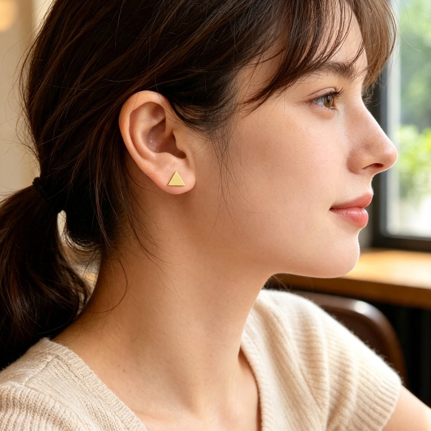 Gold Triangle Geometric Minimalist Stud Earrings Fashion  Daily Casual Work Dainty Jewelry