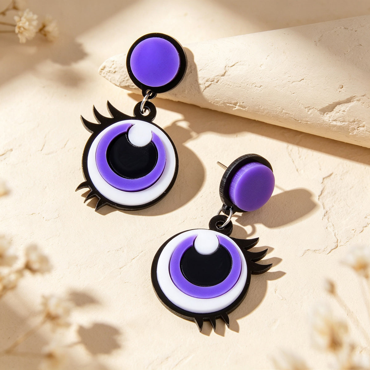 Fun Cartoon Purple Big Eye Acrylic Dangle Earrings Y2K Halloween Party Jewellery