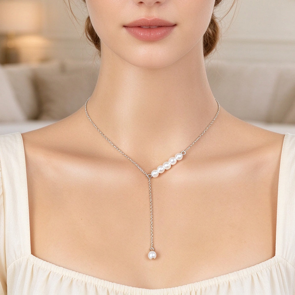French style Gold Silver Y Shape Adjustable Necklace Officework Dating Accessory