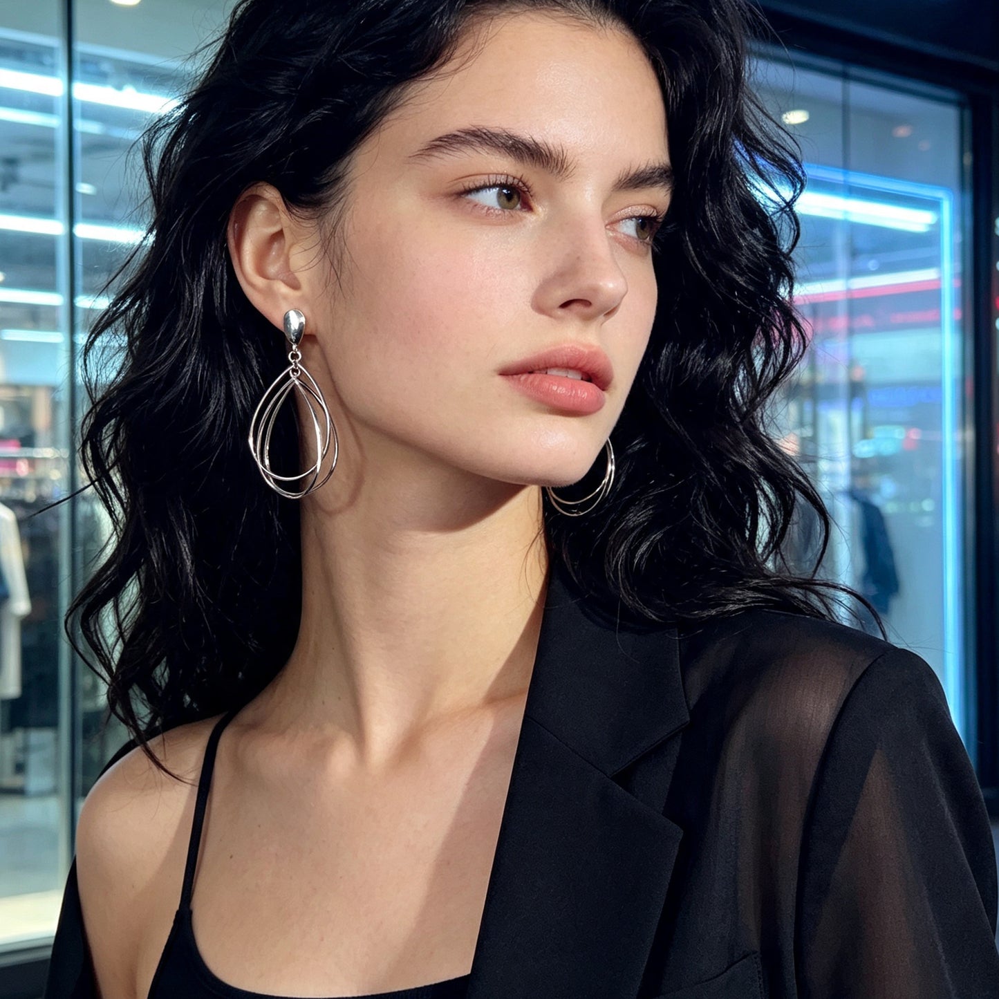 Simple Geometric Hollow Water Drop Dangle Earring Daily Office Hyperbole Jewelry