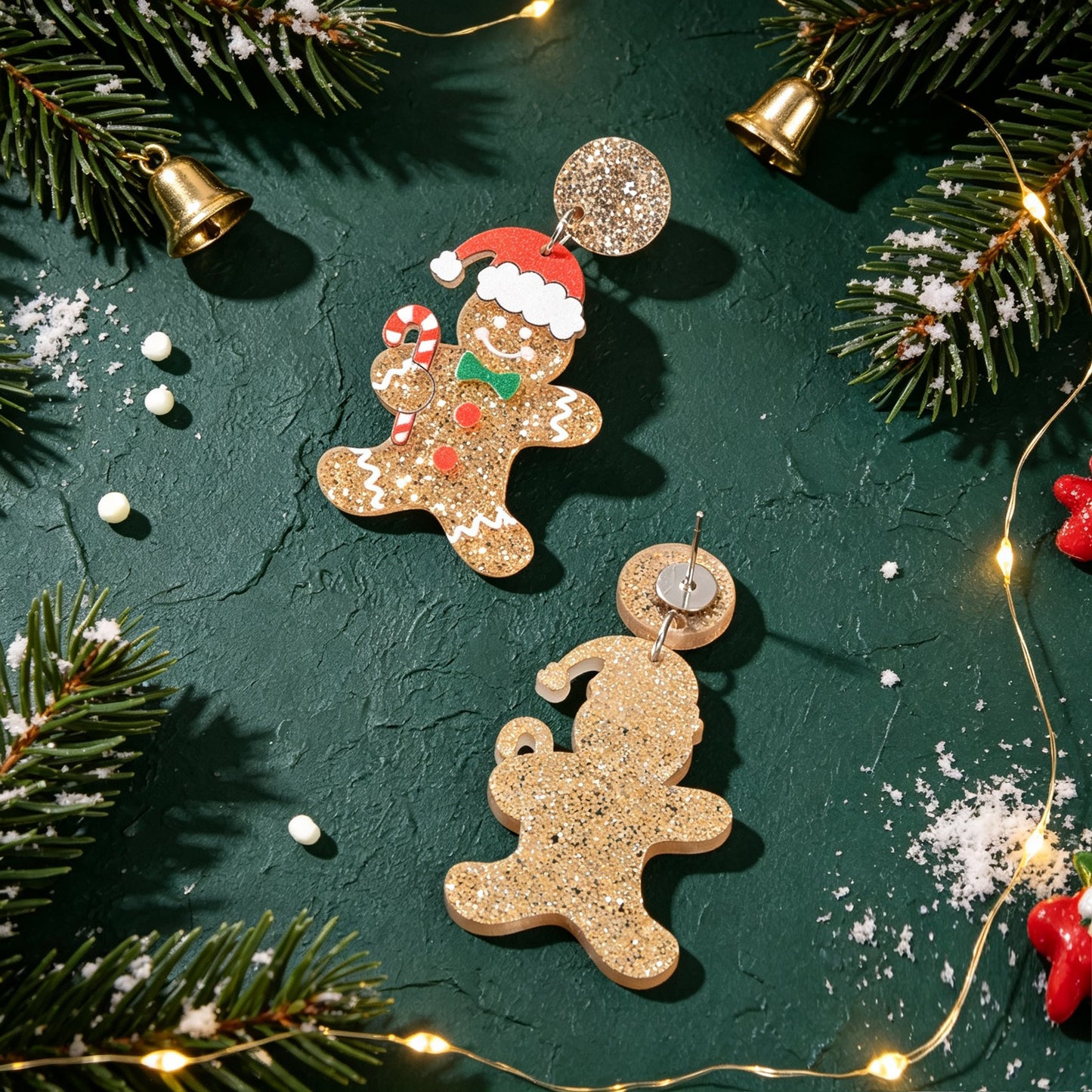 Cute Christmas Gingerbread Man Dangle Earrings Festive Holiday Fun Xmas Jewelry