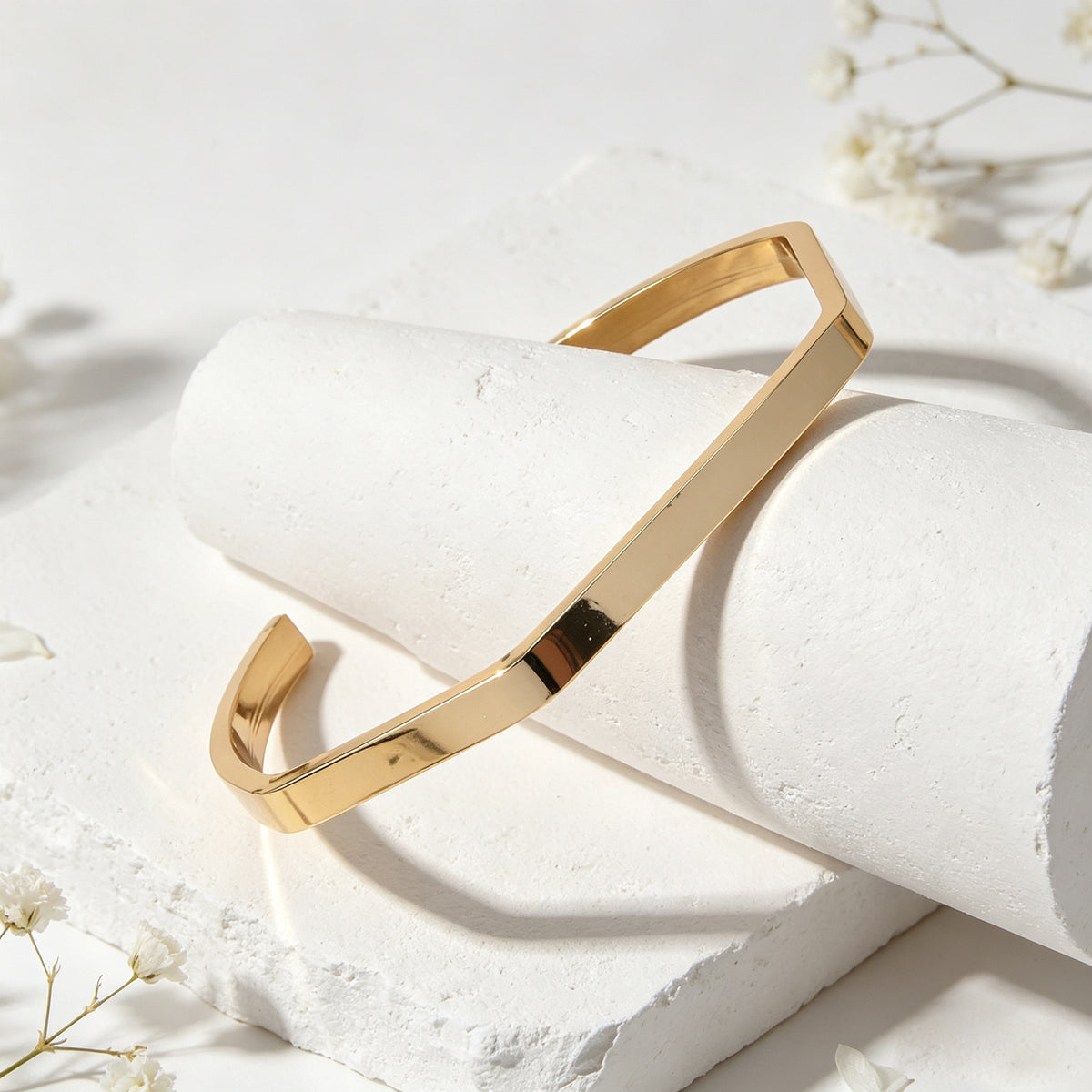 Minimalist Geometric Metal Open Cuff Bangle Modern Daily Officework Jewellery