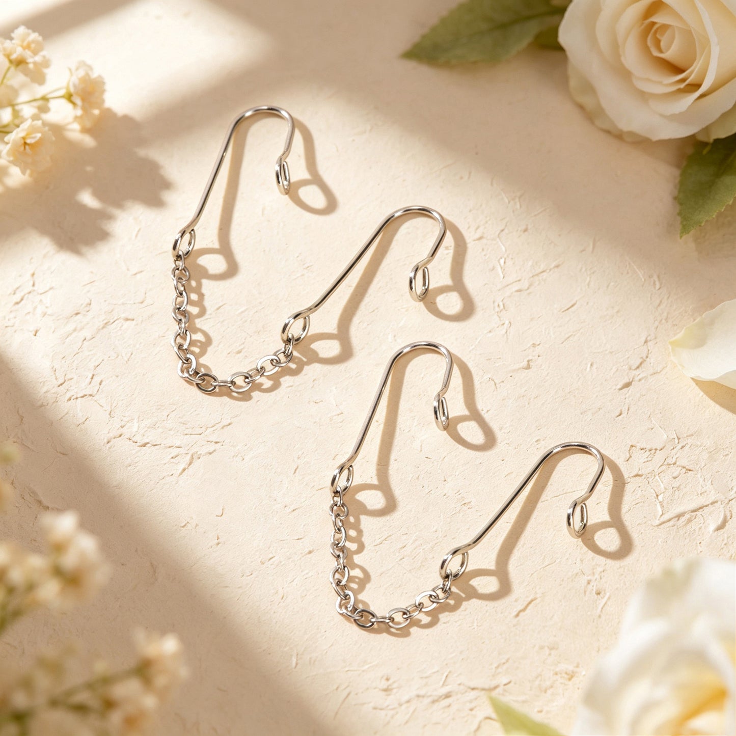 Dainty Linked Chain Ear Cuff No Piercing Silver Gold Cartilage Ear Clip Earrings