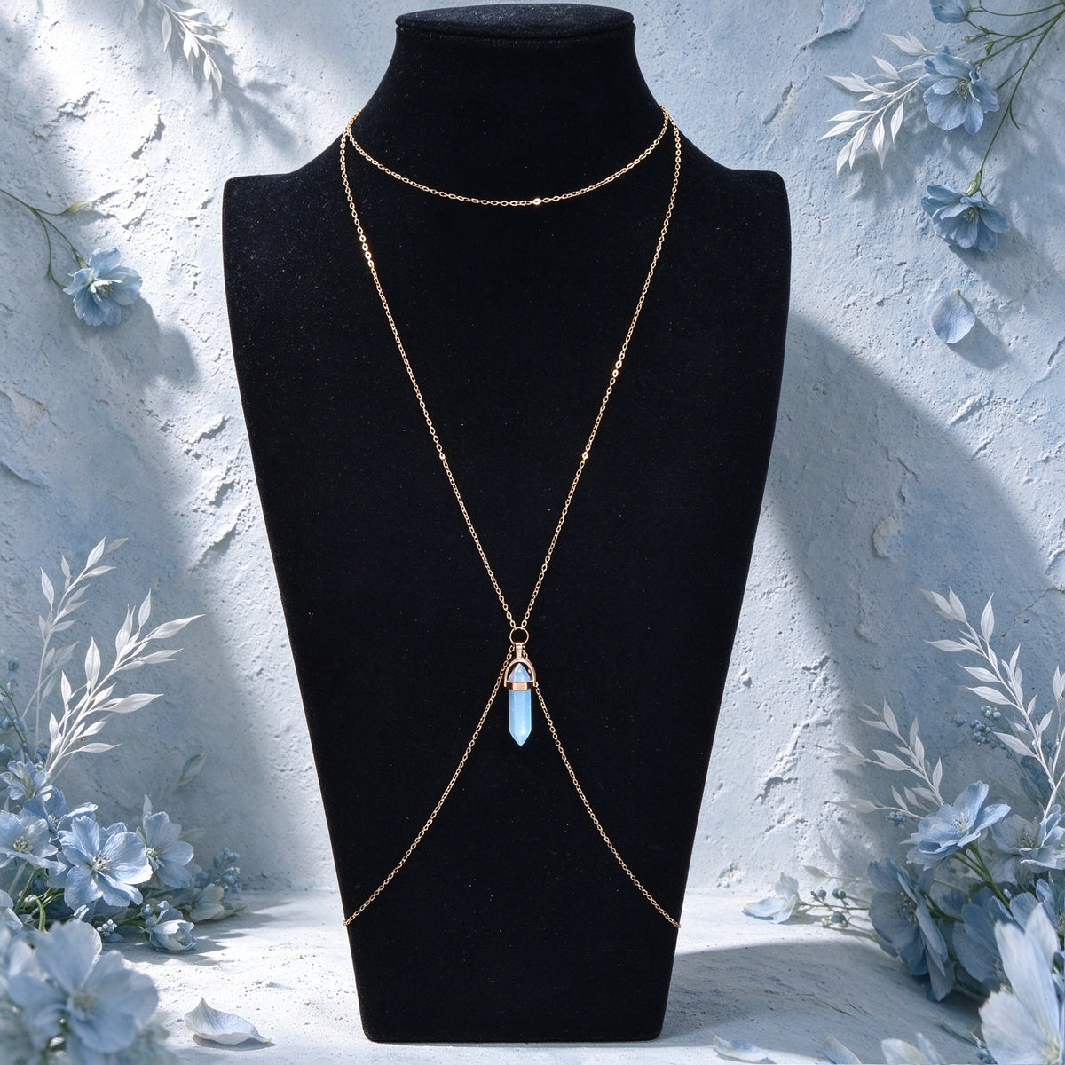 Boho Hexagona Geometric X Shaped Gold Bikini Body Chain Beach Vacation Jewellery