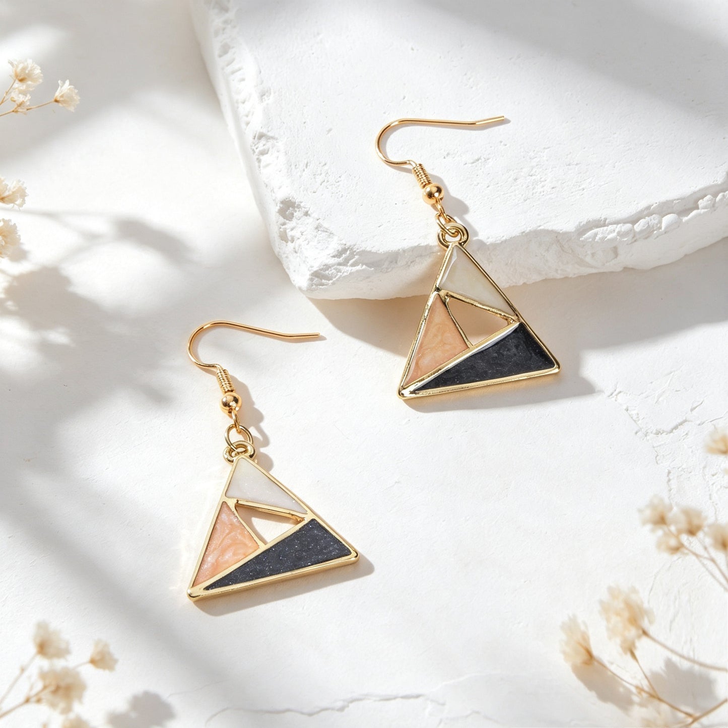 Boho Enamel Triangle Drop Earrings Geometric Color Block Design Daily Officework Vacation Jewelry