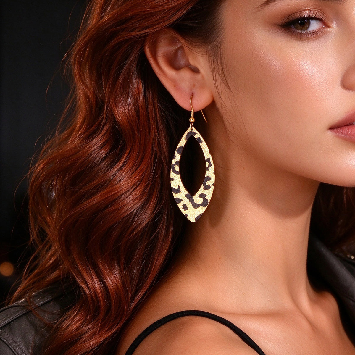 Vintage Leopard Print Hollow Teardrop Drop Earrings Daily Officework Jewellery