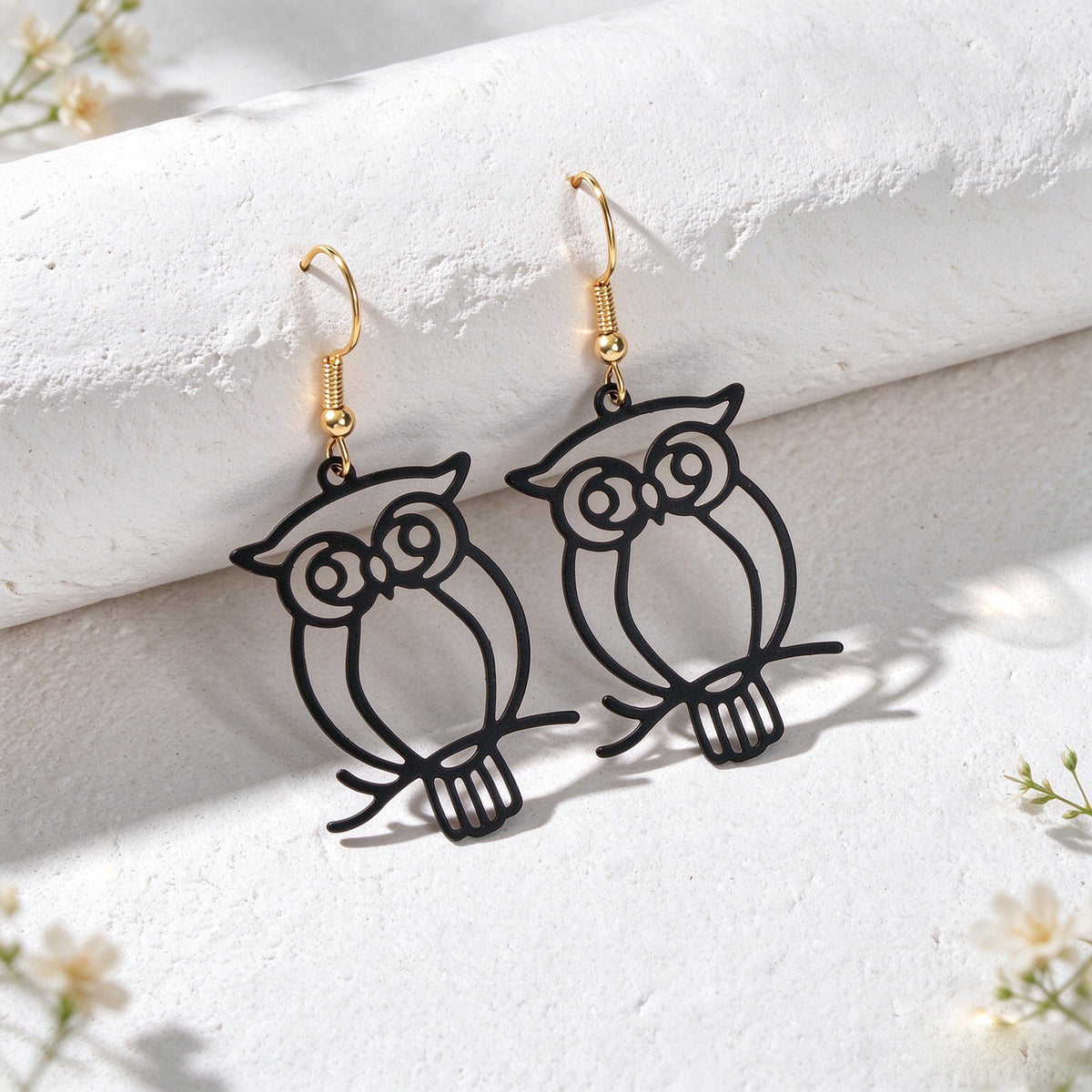 Halloween Black Cutout Owl Branch Drop Earrings creative Animal Party Jewellery