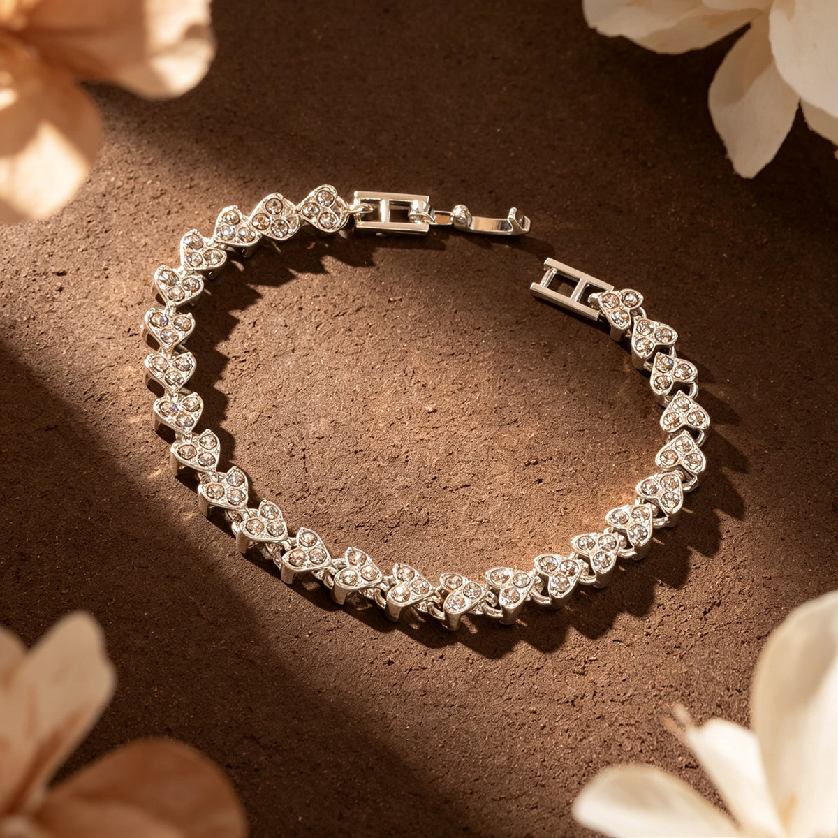Sparkling Rhinestone Heart Tennis Bracelet Bridal Prom Anniversary Gift Jewelry
