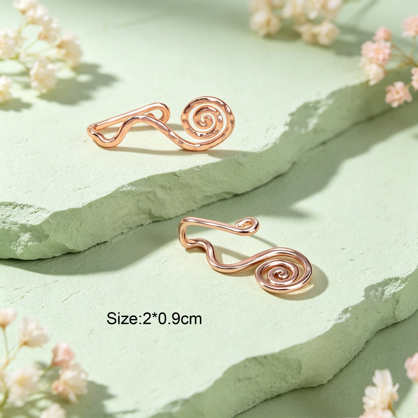 2pcs Delicate Rose Gold No Piercing Geometric Ear Cuffs Elegant Daily Jewellery