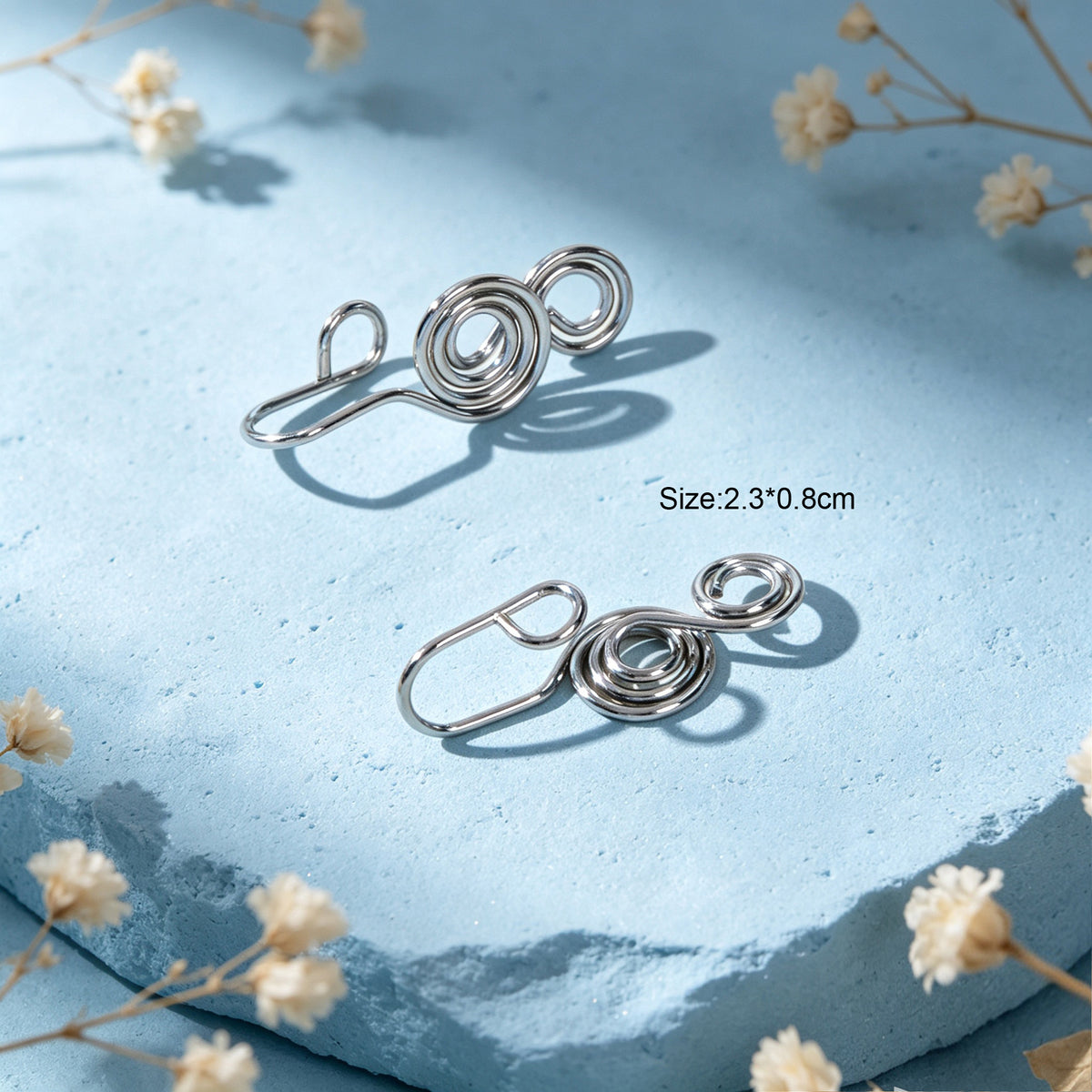 2pcs Silver Spiral Ear Cuff Women No Piercing Delicate Circle Cartilage Earrings