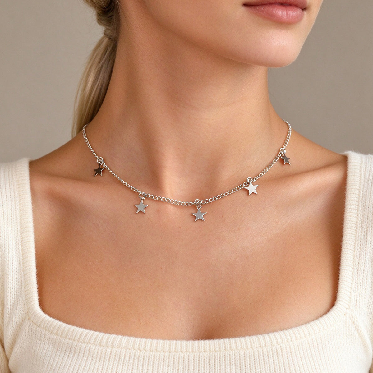 Elegant Multi Small Star Charm Collar Necklace Dainty Simple Daily Party Jewelry