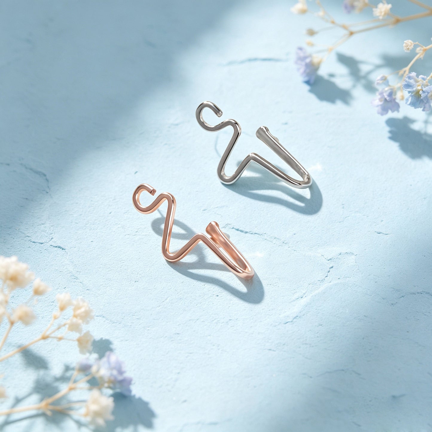 2pcs Dainty Summer Beach Zigzag Ear Cuffs No Piercing Silver Cartilage Ear Clips