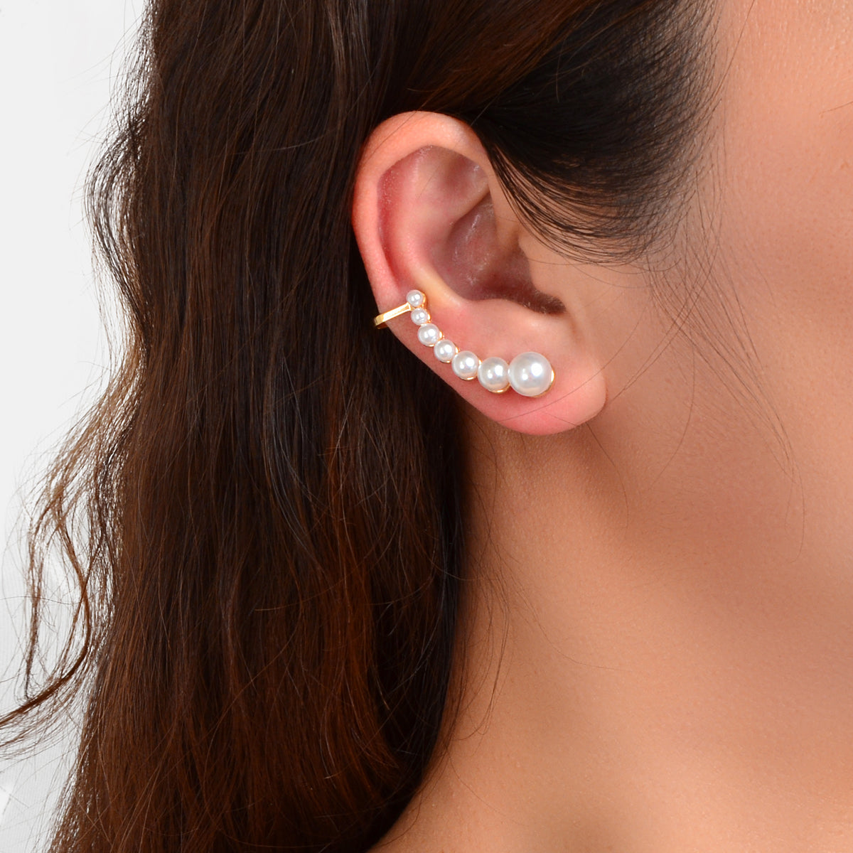 Cartilage Jewelry Ear Cuff Pearl Piercing Crawler Climber Stud Earring Ear Clip