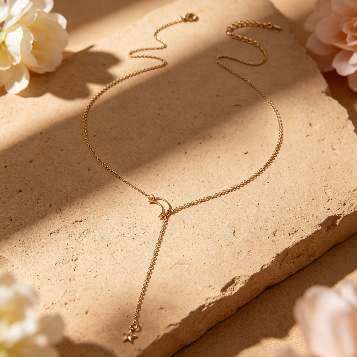 Gold Silver Moon Star Y Shaped Adjustable Long Necklace Dainty Leisure Jewellery