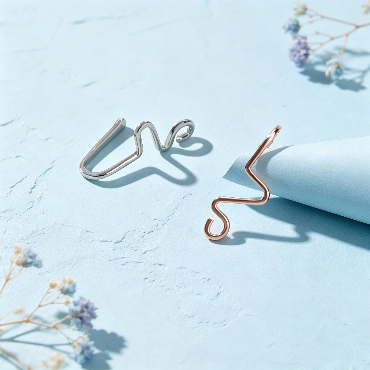 2pcs Dainty Summer Beach Zigzag Ear Cuffs No Piercing Silver Cartilage Ear Clips