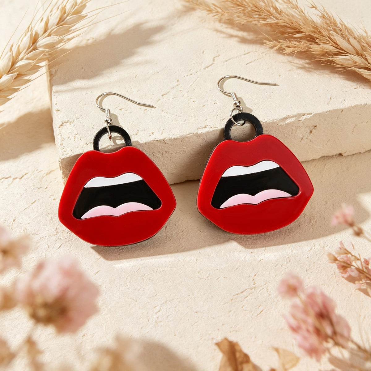 Y2k  Big Red Lips Earrings Halloween Jewelry Music Festival Party Club Cosplay Accessories