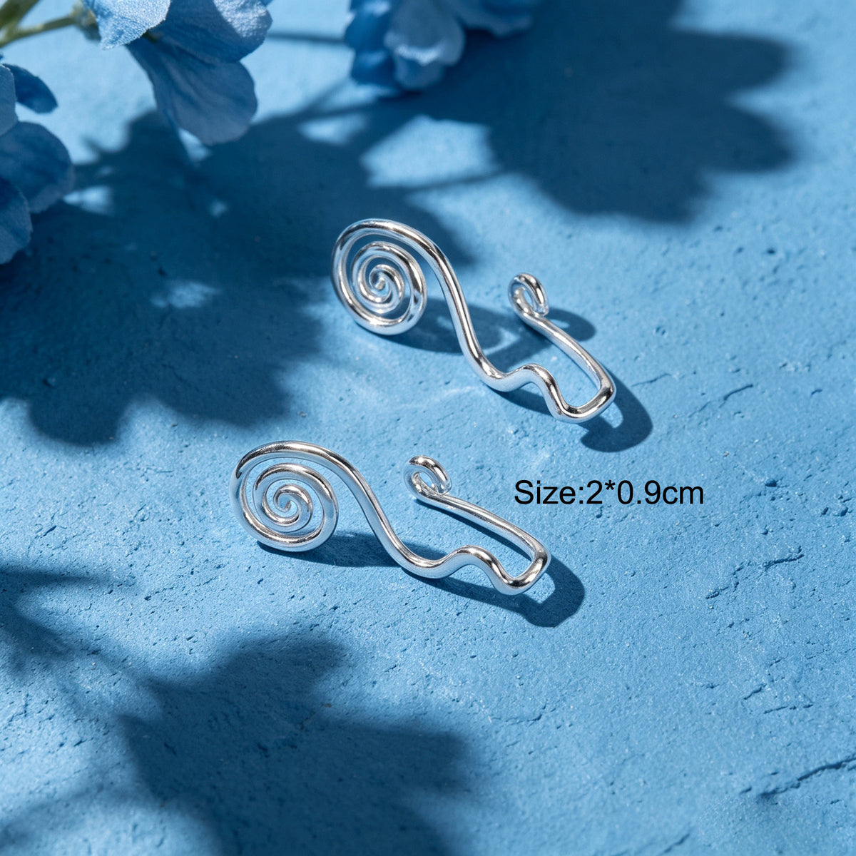 2pcs Silver Music Note Ear Cuff Women No Piercing Minimal Spiral Cartilage Clips