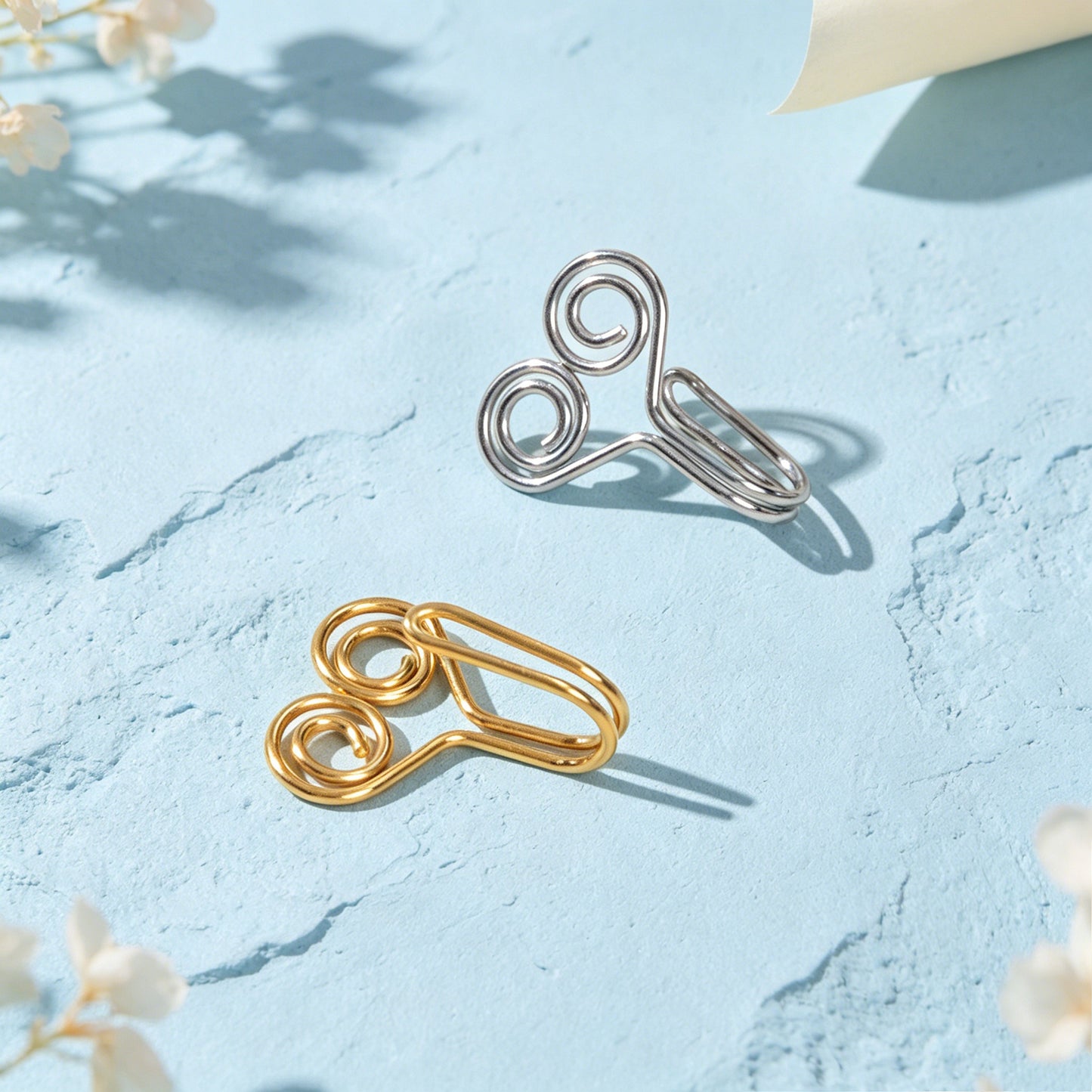 Minimalist Gold Silver Double Spiral Wire Ear Cuffs No Piercing Clip On Ear Clip