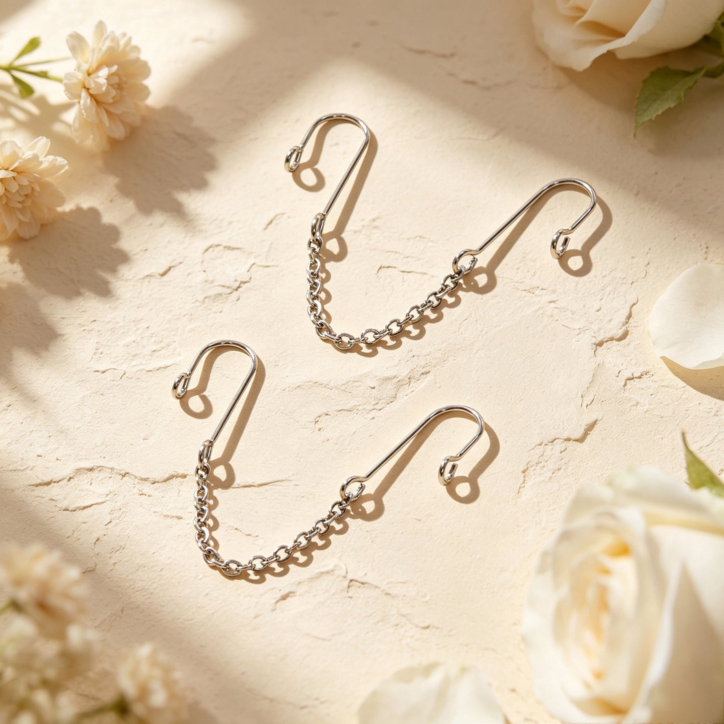 Dainty Linked Chain Ear Cuff No Piercing Silver Gold Cartilage Ear Clip Earrings