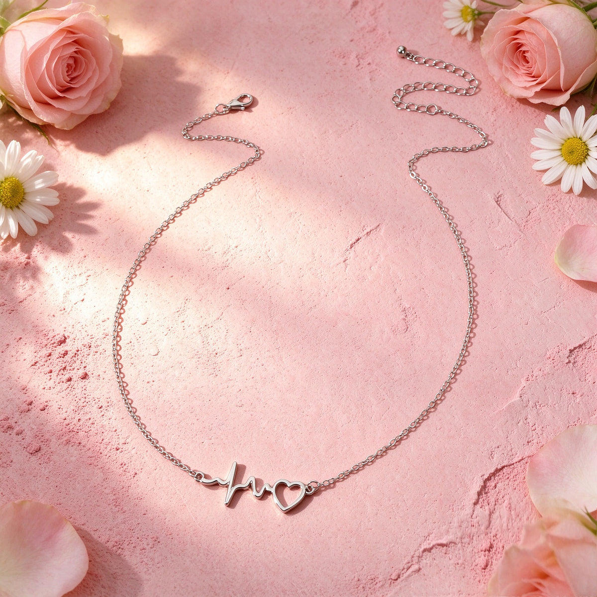 Gold Silver Heartbeat Pendant Necklace Sweet Love Symbol Jewellery Romantic Gift