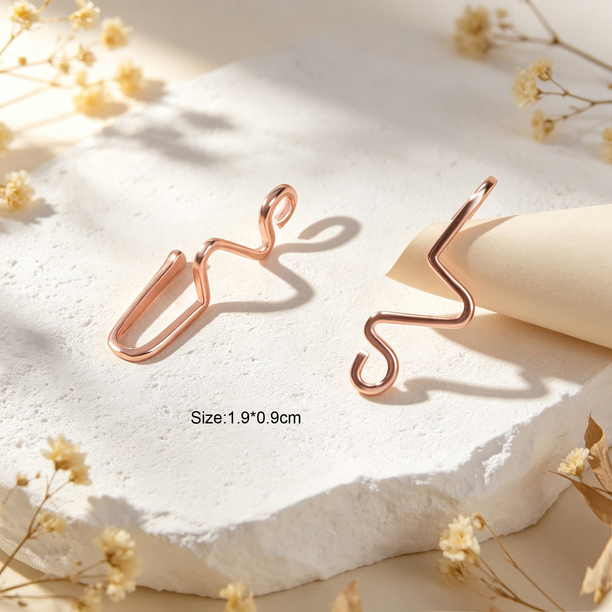 2pcs Rose Gold Wave Ear Cuff No Piercing Dainty Cartilage Ear Clip Jewellery