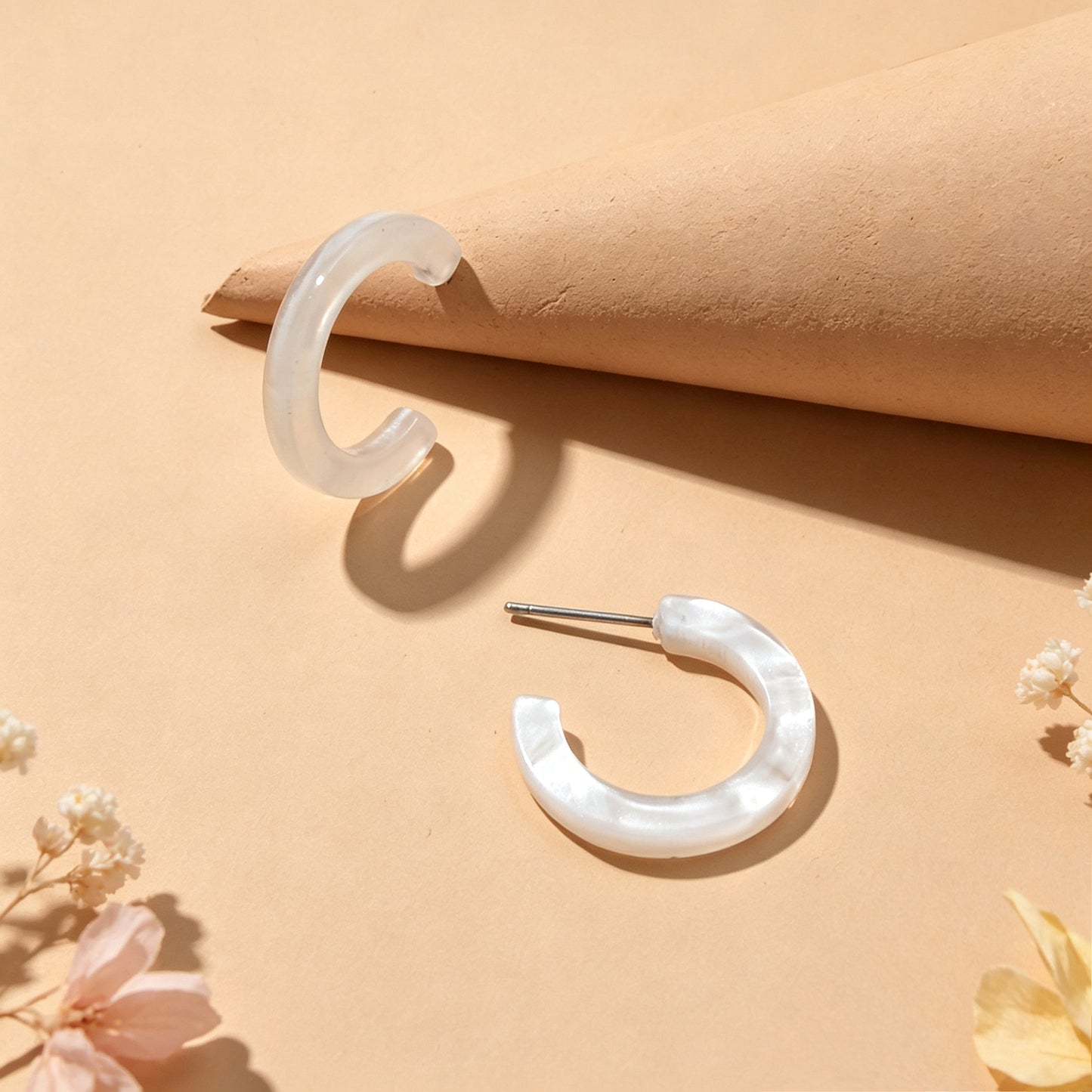 Acrylic C Shape Hoop Stud Earrings Daily Beach Vacation Jewelry Available in multiple colors