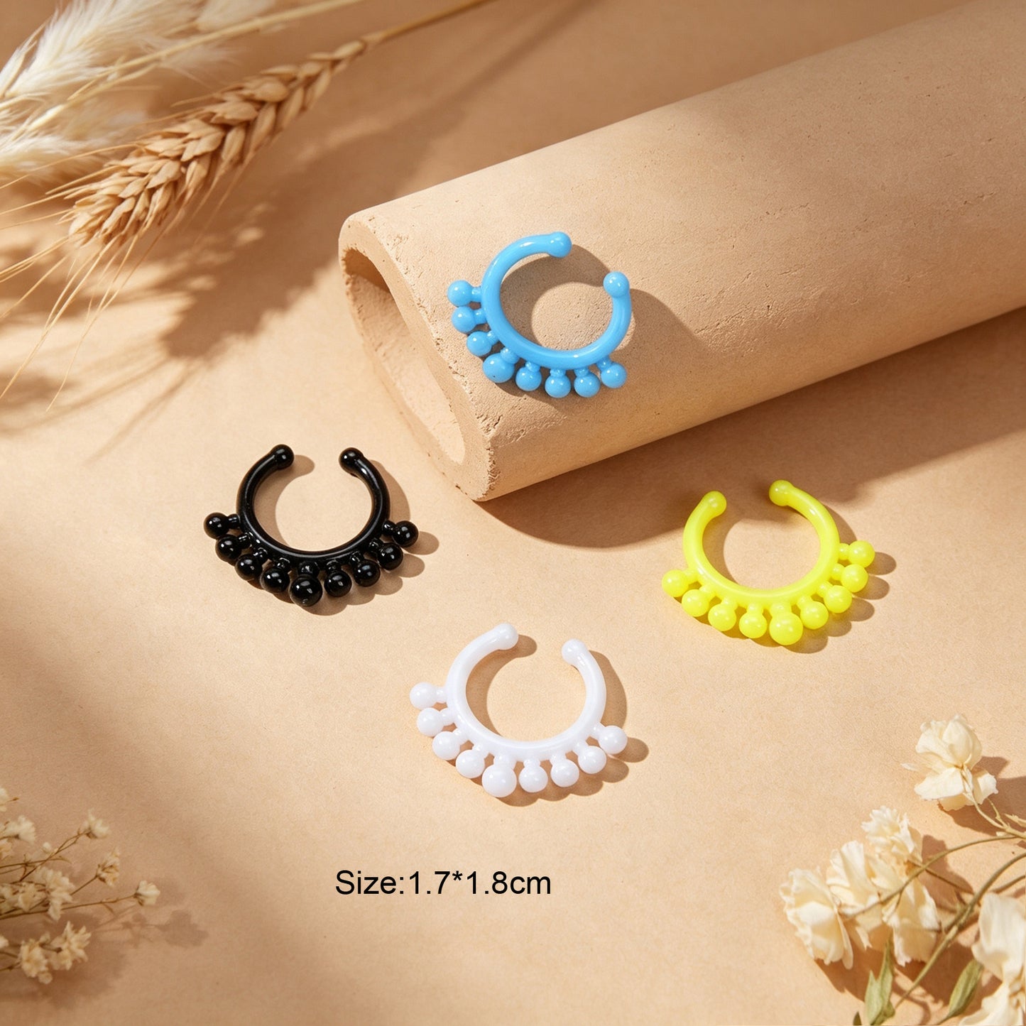 4pcs Y2K Colorful Ear Cuffs Non-Pierced Cartilage Ear Clips Punk Hip Hop Jewelry